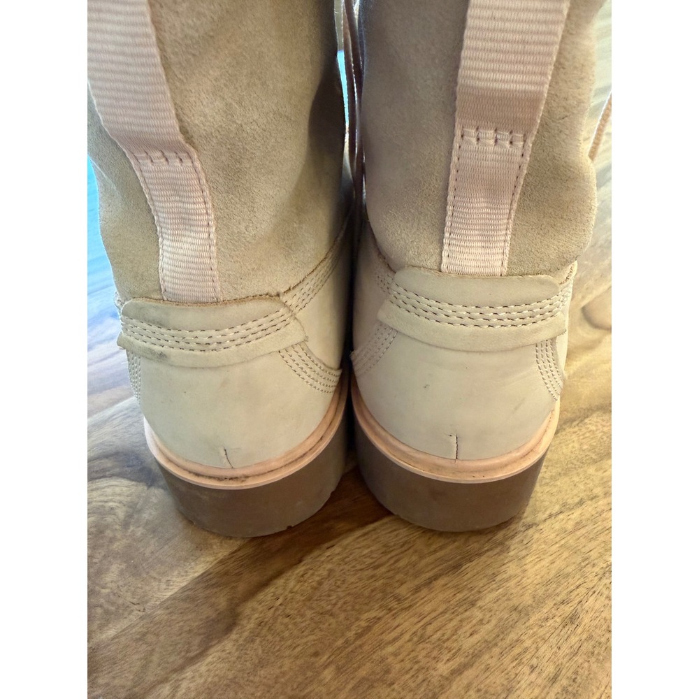 Timberland Womens Cream Suede Leather Shearling Lined Lace Up Boots Size 7 - Picture 8 of 12